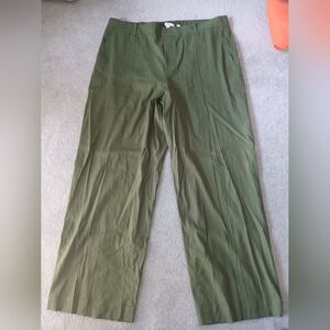 VINCE Women's Olive Green Straight-Leg Pants (LINEN)